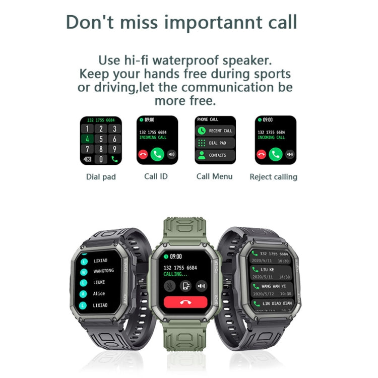 KR06 Waterproof Pedometer Sport Smart Watch, Support Heart Rate / Blood Pressure Monitoring / BT Calling (Camouflage Green) - Smart Watches by buy2fix | Online Shopping UK | buy2fix