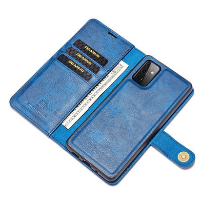 For Samsung Galaxy A72 5G / 4G DG.MING Crazy Horse Texture Flip Detachable Magnetic Leather Case with Holder & Card Slots & Wallet(Blue) - Galaxy Phone Cases by DG.MING | Online Shopping UK | buy2fix