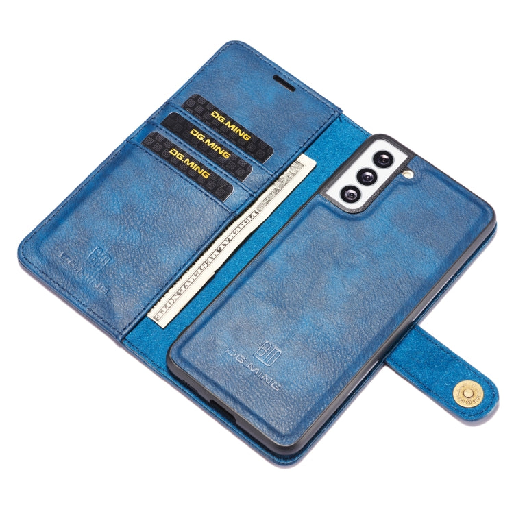 For Samsung Galaxy S21+ 5G DG.MING Crazy Horse Texture Flip Detachable Magnetic Leather Case with Holder & Card Slots & Wallet(Blue) - Galaxy S21+ 5G Cases by DG.MING | Online Shopping UK | buy2fix