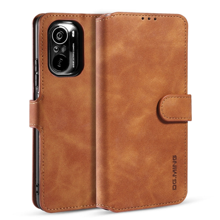 For Xiaomi Redmi K40 Pro DG.MING Retro Oil Side Horizontal Flip Leather Case with Holder & Card Slots & Wallet(Brown) - Xiaomi Cases by DG.MING | Online Shopping UK | buy2fix