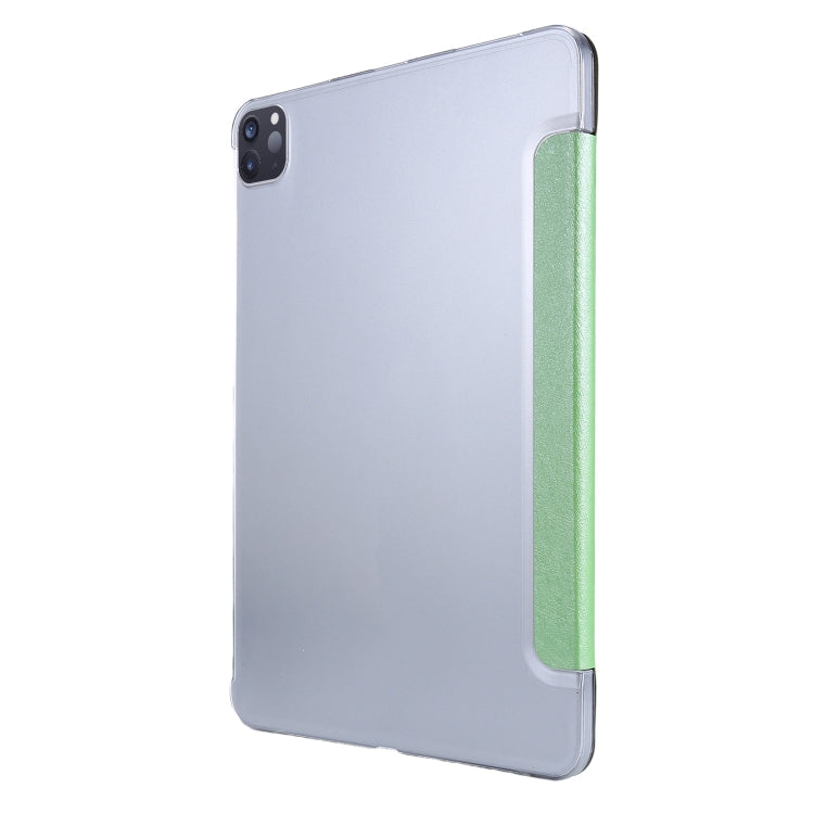 For iPad Air 13 2024 / iPad Pro 12.9 2022 / 2021 Silk Texture Three-fold Horizontal Flip Leather Tablet Case with Holder & Pen Slot(Green) - iPad Pro 12.9 (2022/2021) Cases by buy2fix | Online Shopping UK | buy2fix