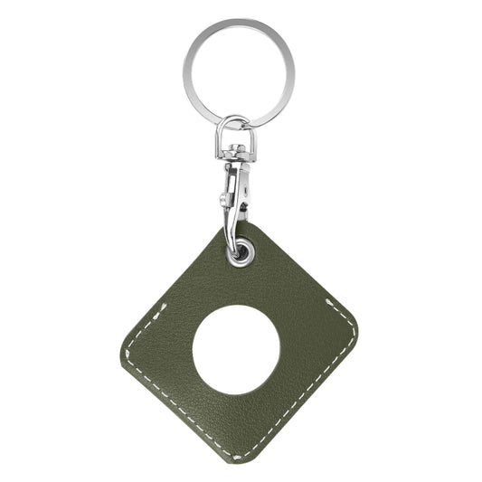 Square PU Leather Case Shockproof Anti-scratch Protective Cover with Keychain Ring Loop For AirTag(Army Green) - Key Chain Series by MOMAX | Online Shopping UK | buy2fix