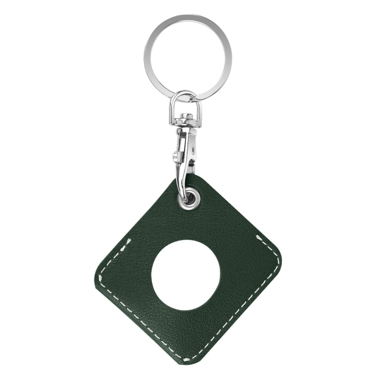 Square PU Leather Case Shockproof Anti-scratch Protective Cover with Keychain Ring Loop For AirTag(Deep Green) - Key Chain Series by MOMAX | Online Shopping UK | buy2fix