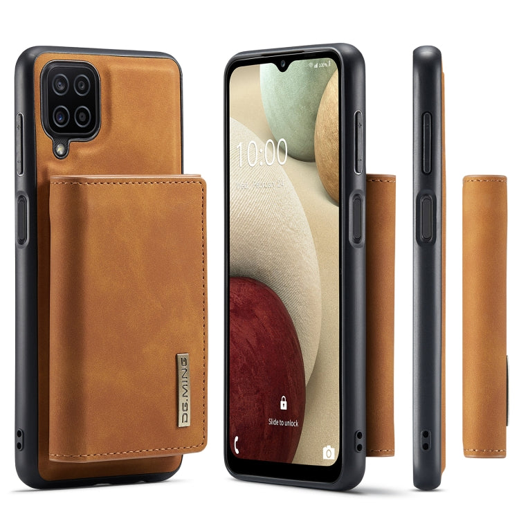 For Samsung Galaxy A12 5G DG.MING M1 Series 3-Fold Multi Card Wallet  Back Cover Shockproof Case with Holder Function(Brown) - Galaxy Phone Cases by DG.MING | Online Shopping UK | buy2fix