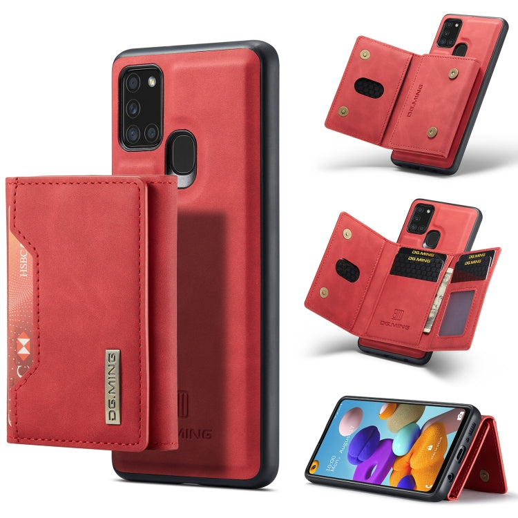 For Samsung Galaxy A21s DG.MING M2 Series 3-Fold Multi Card Bag Back Cover Shockproof Case with Wallet & Holder Function(Red) - Galaxy Phone Cases by DG.MING | Online Shopping UK | buy2fix