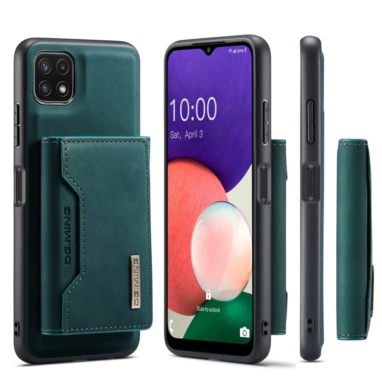 For Samsung Galaxy A22 5G DG.MING M2 Series 3-Fold Multi Card Bag Back Cover Shockproof Case with Wallet & Holder Function(Green) - Galaxy Phone Cases by DG.MING | Online Shopping UK | buy2fix