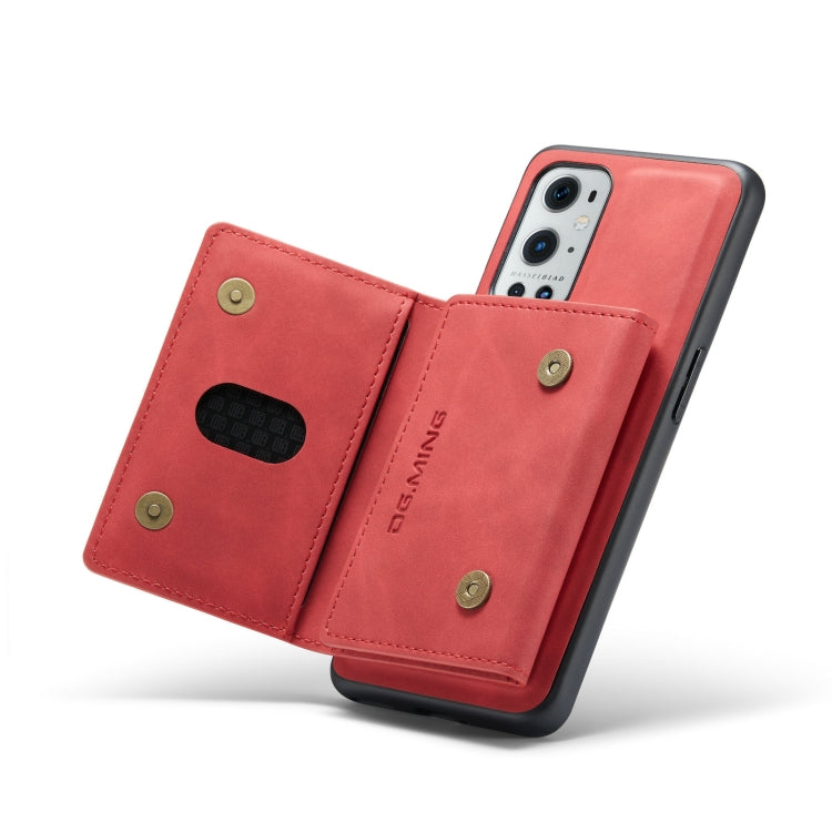 For OnePlus 9 Pro DG.MING M2 Series 3-Fold Multi Card Bag Back Cover Shockproof Case with Wallet & Holder Function(Red) - OnePlus Cases by DG.MING | Online Shopping UK | buy2fix