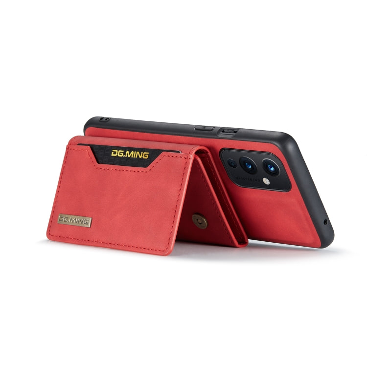 For OnePlus 9 (EU/NA) DG.MING M2 Series 3-Fold Multi Card Bag Back Cover Shockproof Case with Wallet & Holder Function(Red) - OnePlus Cases by DG.MING | Online Shopping UK | buy2fix