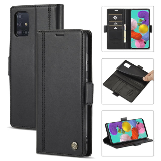For Samsung Galaxy A02s LC.IMEEKE Magnetic Buckle PU + TPU Horizontal Flip Leather Case with Holder & Card Slots & Wallet(Black) - Galaxy Phone Cases by LC.IMEEKE | Online Shopping UK | buy2fix