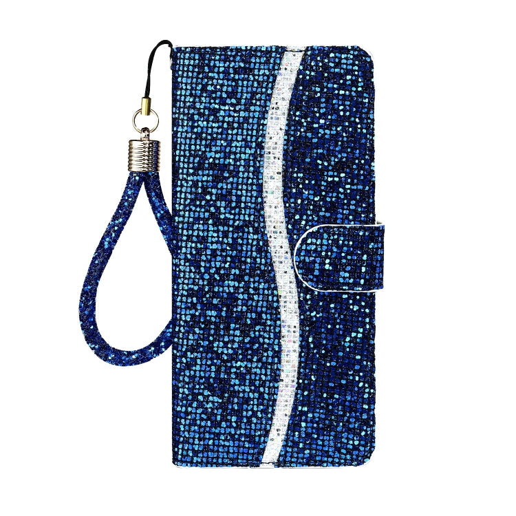 For iPhone 13 Pro Max Glitter Powder Horizontal Flip Leather Case with Card Slots & Holder & Lanyard (Blue) - iPhone 13 Pro Max Cases by buy2fix | Online Shopping UK | buy2fix