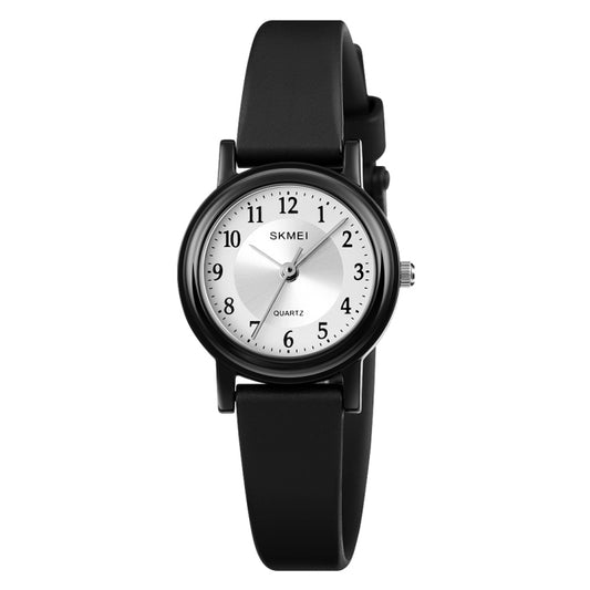SKMEI 1659 Thin PU Leather Strap Small Dial Quartz Watch for Ladies(Black Case Digital Type) - Leather Strap Watches by SKMEI | Online Shopping UK | buy2fix
