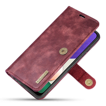 For Samsung Galaxy A22 5G DG.MING Crazy Horse Texture Flip Detachable Magnetic Leather Case with Holder & Card Slots & Wallet(Red) - Galaxy Phone Cases by DG.MING | Online Shopping UK | buy2fix