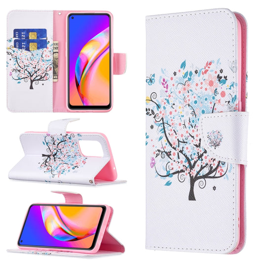 For OPPO A94 5G / Reno5 Z 5G / F19 Pro+ Colored Drawing Pattern Horizontal Flip Leather Case with Holder & Card Slots & Wallet(Tree) - OPPO Cases by buy2fix | Online Shopping UK | buy2fix