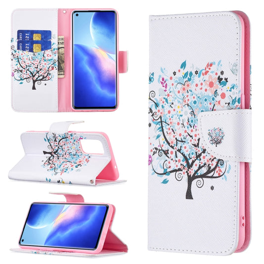 For OPPO Reno5 Colored Drawing Pattern Horizontal Flip Leather Case with Holder & Card Slots & Wallet(Tree) - OPPO Cases by buy2fix | Online Shopping UK | buy2fix