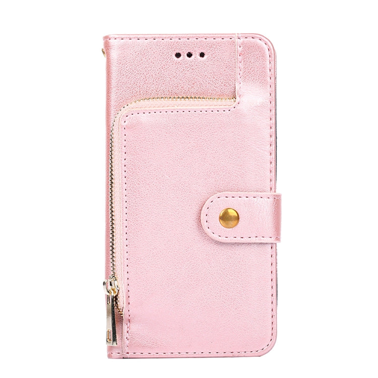 For vivo Y72 5G / iQOO Z3 Zipper Bag PU + TPU Horizontal Flip Leather Case with Holder & Card Slot & Wallet & Lanyard(Rose Gold) - vivo Cases by buy2fix | Online Shopping UK | buy2fix