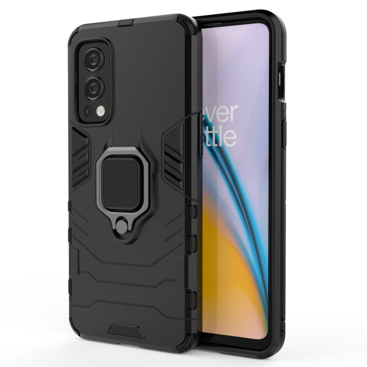 For OnePlus Nord 2 5G PC + TPU Shockproof Protective Case with Magnetic Ring Holder(Black) - OnePlus Cases by buy2fix | Online Shopping UK | buy2fix