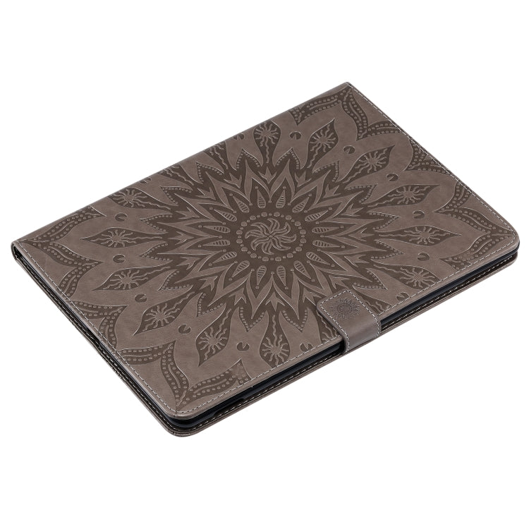 For iPad 10.2 / Pro 10.5 / Air 2019 Pressed Printing Sun Flower Pattern Horizontal Flip Leather Case with Holder & Card Slots & Wallet(Grey) - iPad Air (2019) Cases by buy2fix | Online Shopping UK | buy2fix