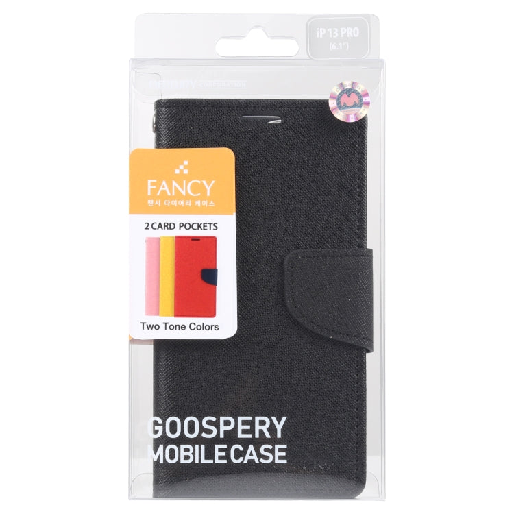 For iPhone 13 Pro GOOSPERY FANCY DIARY Cross Pattern Horizontal Flip Leather Case with Holder & Card Slots & Wallet (Black) - iPhone 13 Pro Cases by GOOSPERY | Online Shopping UK | buy2fix
