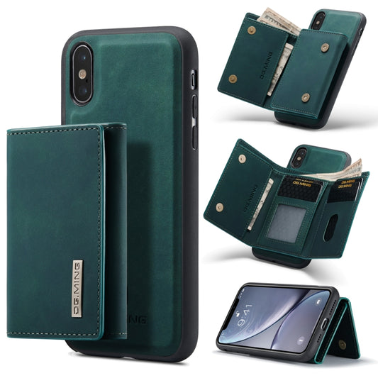 DG.MING M1 Series 3-Fold Multi Card Wallet  Back Cover Shockproof Case with Holder Function For iPhone X(Green) -  by DG.MING | Online Shopping UK | buy2fix