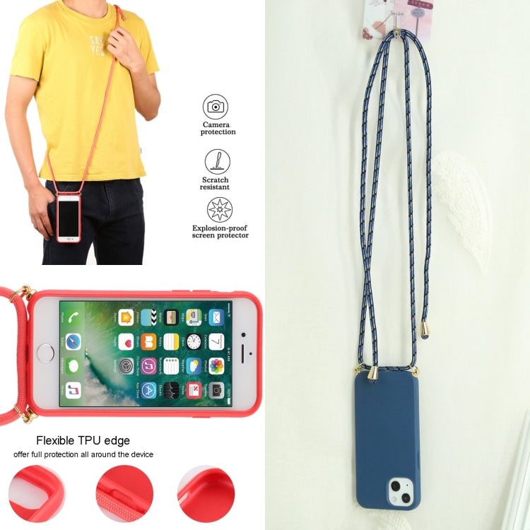 For iPhone 13 Wheat Straw Material + TPU Shockproof Case with Neck Lanyard(Blue) - iPhone 13 Cases by buy2fix | Online Shopping UK | buy2fix