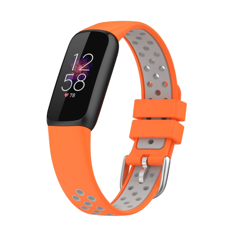 For Fitbit Luxe Two-color Silicone Watch Band(Orange Grey) - Watch Bands by buy2fix | Online Shopping UK | buy2fix