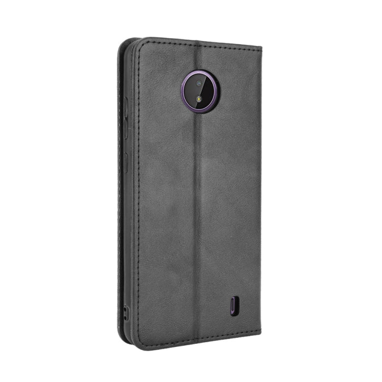 For Nokia C10 / C20 Magnetic Buckle Retro Crazy Horse Texture Horizontal Flip Leather Case with Holder & Card Slots & Photo Frame(Black) - Nokia Cases by buy2fix | Online Shopping UK | buy2fix