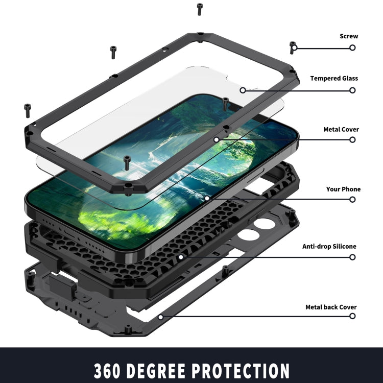 For iPhone 13 Pro Max R-JUST Sliding Camera Shockproof Life Waterproof Dust-proof Metal + Silicone Protective Case with Holder (Black) - iPhone 13 Pro Max Cases by R-JUST | Online Shopping UK | buy2fix