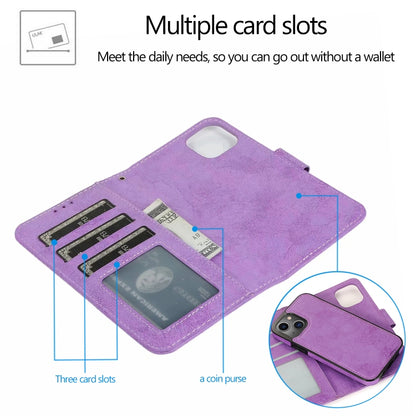 For iPhone 13 Pro Retro 2 in 1 Detachable Horizontal Flip Leather Case with Card Slots & Wallet (Purple) - iPhone 13 Pro Cases by buy2fix | Online Shopping UK | buy2fix