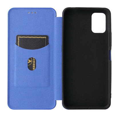 For UMIDIGI Power 5 Carbon Fiber Texture Horizontal Flip TPU + PC + PU Leather Case with Card Slot(Blue) - More Brand by buy2fix | Online Shopping UK | buy2fix