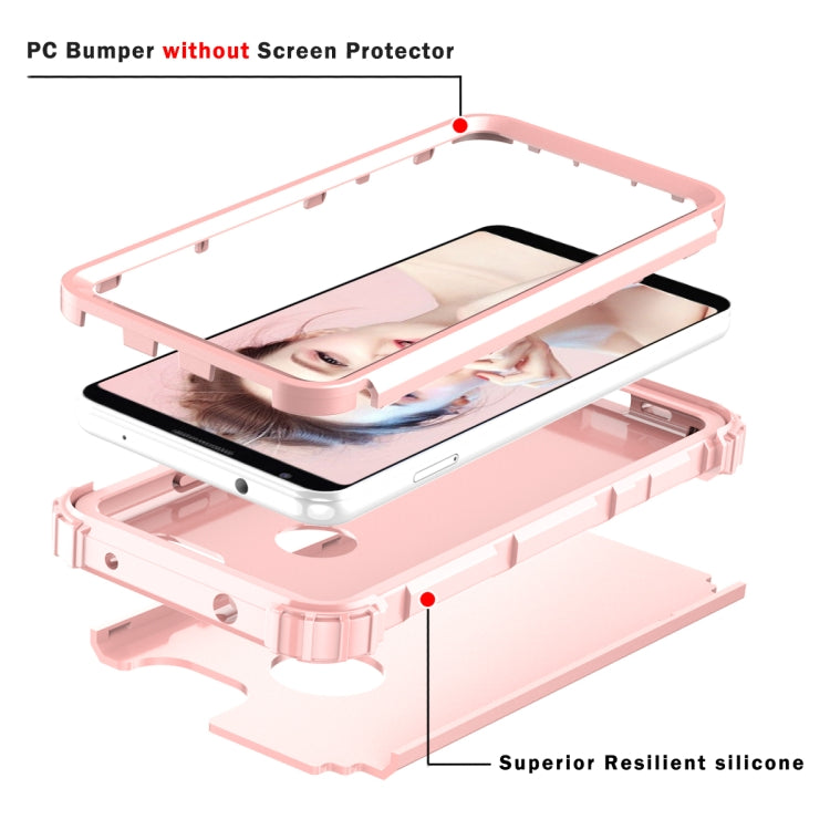 For Google Pixel 3a XL 3 in 1 Shockproof PC + Silicone Protective Case(Rose Gold) - Google Cases by buy2fix | Online Shopping UK | buy2fix