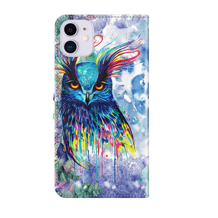 For iPhone 13 Pro Max 3D Painting Pattern Horizontal Flip TPU + PU Leather Case with Holder & Card Slots & Wallet (Watercolor Owl) - iPhone 13 Pro Max Cases by buy2fix | Online Shopping UK | buy2fix