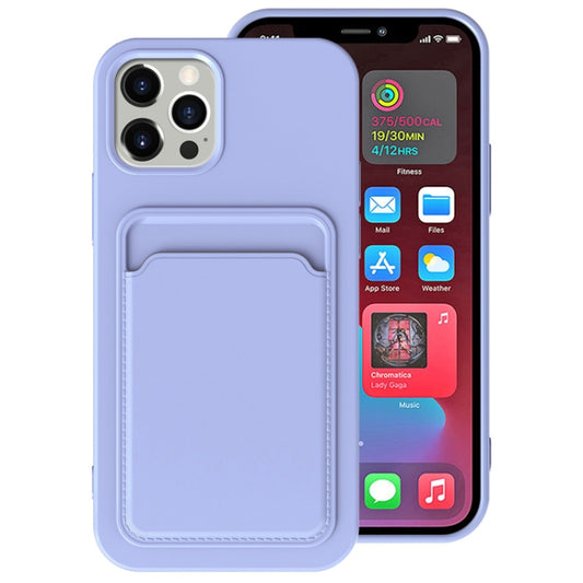 For iPhone 13 TPU + Flannel Lining Shockproof Case with Card Slots(Light Purple) - iPhone 13 Cases by buy2fix | Online Shopping UK | buy2fix