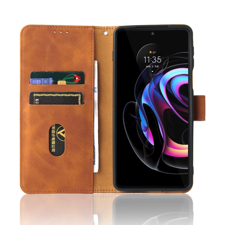 Solid Color Skin Feel Magnetic Buckle Horizontal Flip Calf Texture PU Leather Case with Holder & Card Slots & Wallet For Motorola Moto Edge 20 Pro(Brown) - Motorola Cases by buy2fix | Online Shopping UK | buy2fix