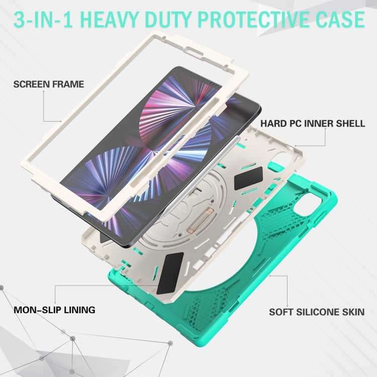 For iPad Pro 12.9 2022 / 2021/ 2020 / 2018  Silicone + PC Protective Tablet Case with Holder & Shoulder Strap(Mint Green) - iPad Pro 12.9 (2022/2021) Cases by buy2fix | Online Shopping UK | buy2fix