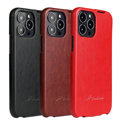 For iPhone 13 Pro Max Fierre Shann Retro Oil Wax Texture Vertical Flip PU Leather Case (Red) - iPhone 13 Pro Max Cases by FIERRE SHANN | Online Shopping UK | buy2fix