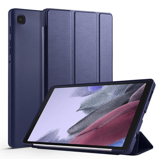 For Samsung Galaxy Tab A7 Lite T225 3-folding Horizontal Flip Honeycomb TPU Shockproof + PU Leather Case with Holder(Dark Blue) - Tab A7 Lite T220 / T225 by buy2fix | Online Shopping UK | buy2fix