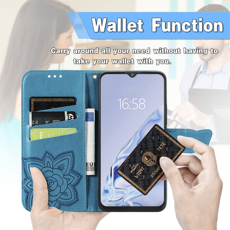 Butterfly Love Flowers Embossed Horizontal Flip Leather Case with Holder & Card Slots & Wallet & Lanyard For CUBOT Note 20(Blue) - More Brand by buy2fix | Online Shopping UK | buy2fix