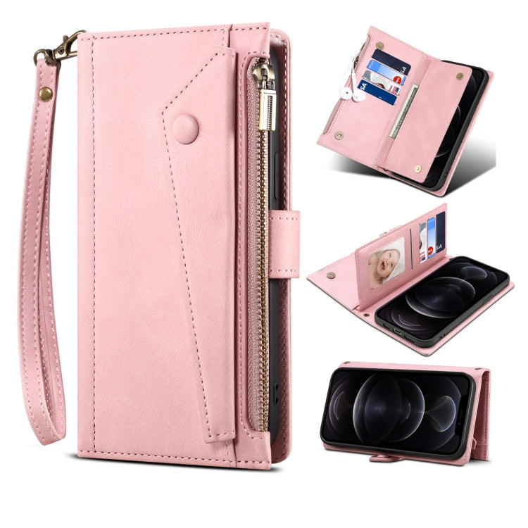 For Samsung Galaxy S21 Ultra 5G Retro Frosted Horizontal Flip Leather Case with Holder & Card Slot & Wallet & Zipper Pocket & Lanyard(Rose Gold) - Galaxy S21 Ultra 5G Cases by buy2fix | Online Shopping UK | buy2fix