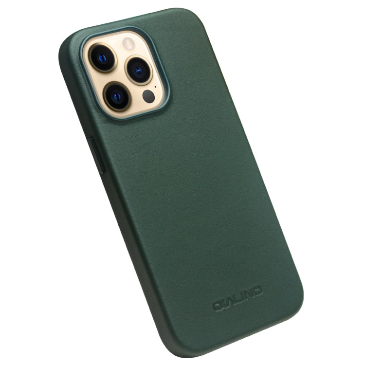 For iPhone 13 Pro Max QIALINO Nappa Cowhide MagSafe Magnetic Protective Case (Dark Green) - iPhone 13 Pro Max Cases by QIALINO | Online Shopping UK | buy2fix