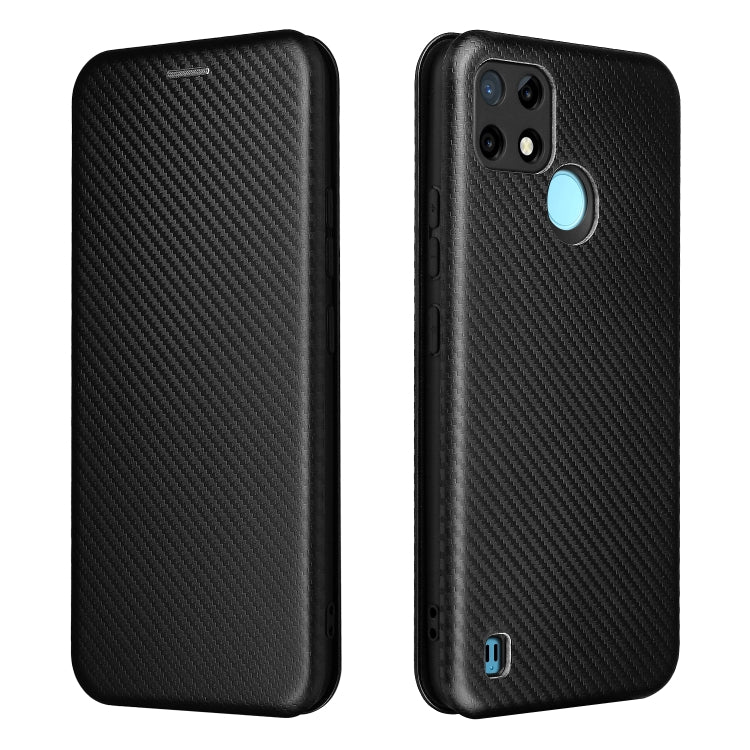 For OPPO Realme C21Y Carbon Fiber Texture Horizontal Flip TPU + PC + PU Leather Case with Card Slot(Black) - Realme Cases by buy2fix | Online Shopping UK | buy2fix