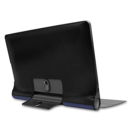 For Lenovo Yoga Smart Tab Custer Texture Horizontal Flip Leather Case with Two-folding Holder(Dark Blue) - Lenovo by buy2fix | Online Shopping UK | buy2fix