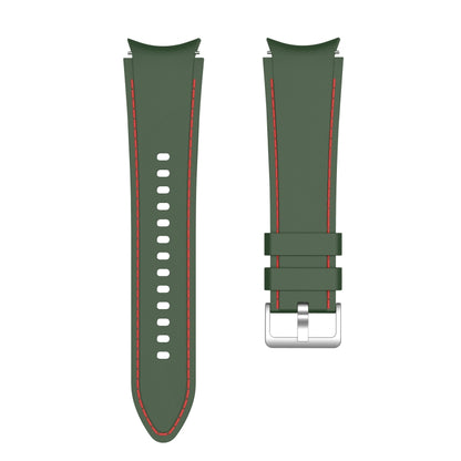 For Samsung Galaxy Watch4 / Watch4 Classic Silicone Stitching Watch Band(Army Green Red) - Watch Bands by buy2fix | Online Shopping UK | buy2fix