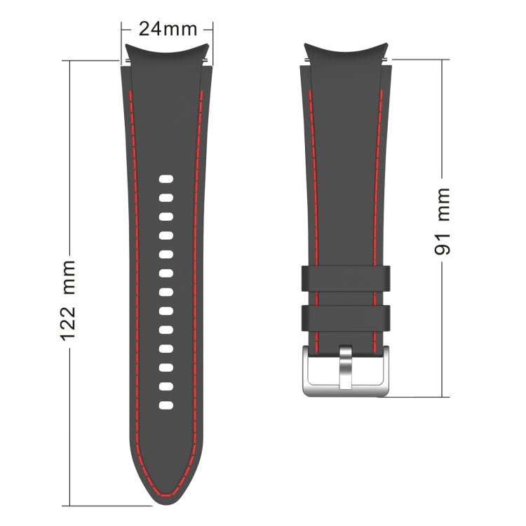 For Samsung Galaxy Watch4 / Watch4 Classic Silicone Stitching Watch Band(Army Green Red) - Watch Bands by buy2fix | Online Shopping UK | buy2fix