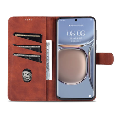 For Huawei P50 Pro AZNS Skin Feel Calf Texture Horizontal Flip Leather Case with Card Slots & Holder & Wallet(Brown) - Huawei Cases by AZNS | Online Shopping UK | buy2fix