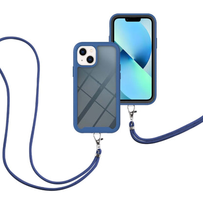 For iPhone 13 Starry Sky Solid Color Series Shockproof PC + TPU Protective Case with Neck Strap(Blue) - iPhone 13 Cases by buy2fix | Online Shopping UK | buy2fix