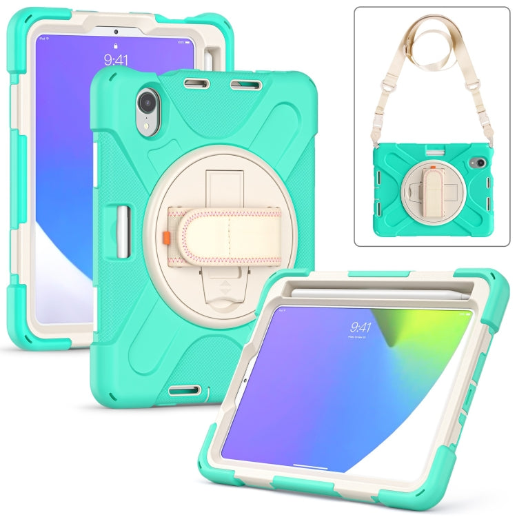 For iPad mini 6 Silicone + PC Protective Tablet Case with Holder & Shoulder Strap(Mint Green) - iPad mini 6 Cases by buy2fix | Online Shopping UK | buy2fix