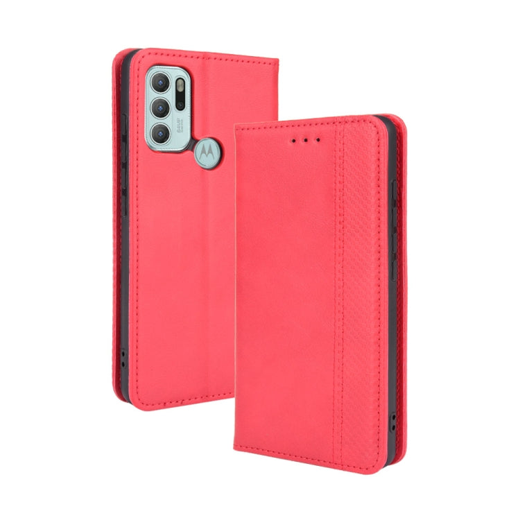 For Motorola Moto G60S Magnetic Buckle Retro Pattern Horizontal Flip Leather Case with Holder & Card Slot & Wallet(Red) - Motorola Cases by buy2fix | Online Shopping UK | buy2fix