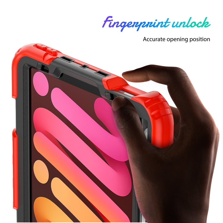 For iPad mini 6 Shockproof Silicone + PC Protective Tablet Case with Holder & Shoulder Strap & Pen Slot(Black + Red) - iPad mini 6 Cases by buy2fix | Online Shopping UK | buy2fix