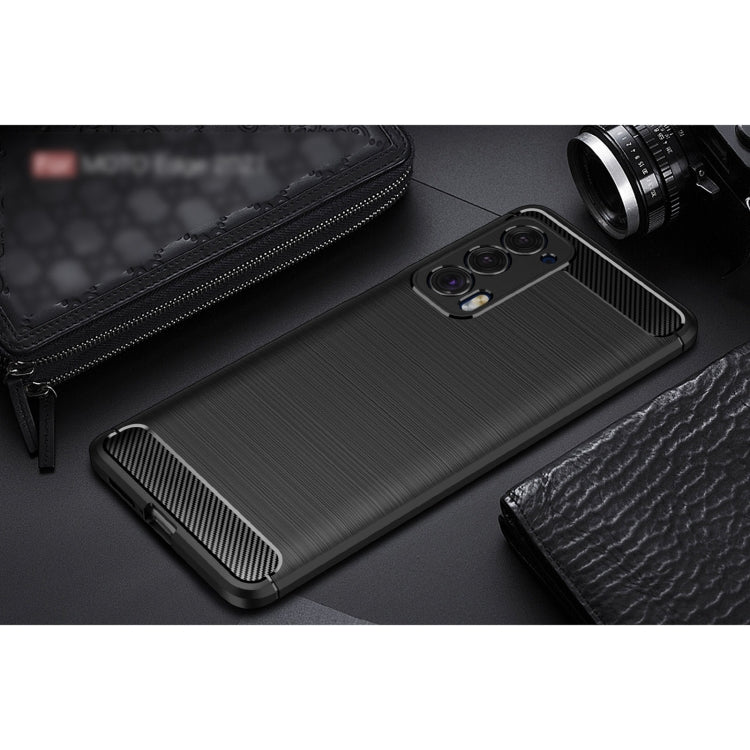 For Motorola Moto Edge 2021 Brushed Texture Carbon Fiber TPU Case(Black) - Motorola Cases by buy2fix | Online Shopping UK | buy2fix