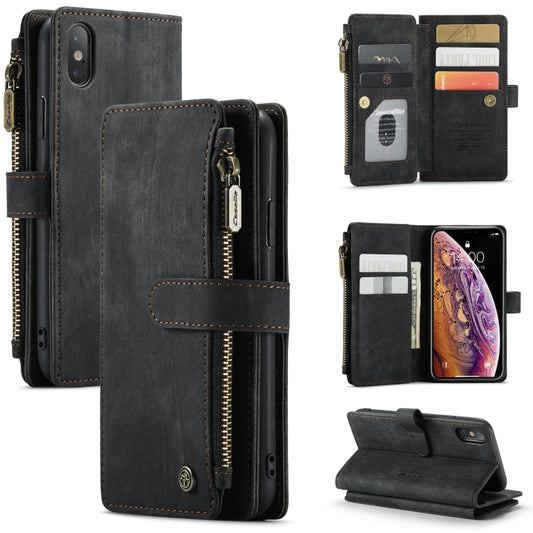 For iPhone X / XS CaseMe-C30 PU + TPU Multifunctional Horizontal Flip Leather Case with Holder & Card Slot & Wallet & Zipper Pocket(Black) - More iPhone Cases by CaseMe | Online Shopping UK | buy2fix